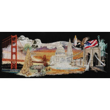 T544.05 Thea Gouverneur Набір для вишивки рахунковим хрестиком - Америка 74х34 см, Aida 18 ct (колір чорний) T544.05 Thea Gouverneur Набір для вишивки рахунковим хрестиком - Америка 74х34 см, Aida 18 ct (колір чорний)