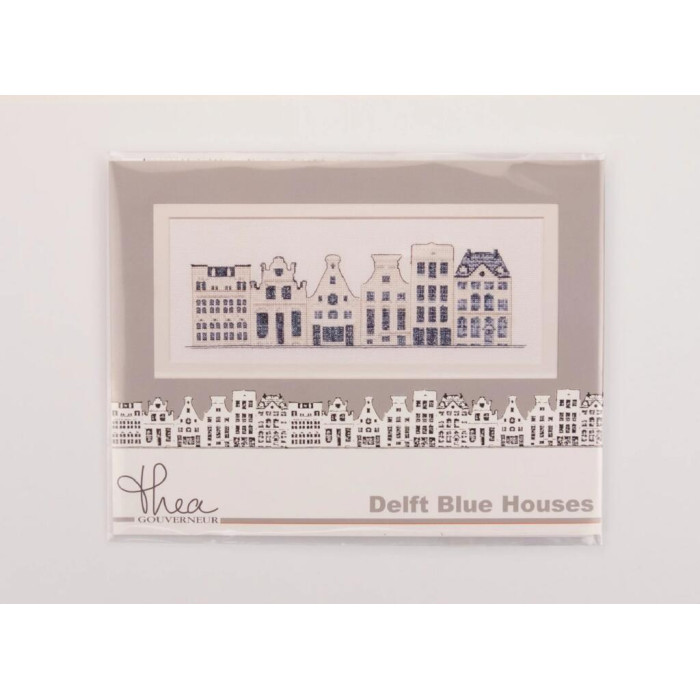 T552A Thea Gouverneur Набір для вишивки рахунковим хрестиком - Блакитні будинки Делфта Delft Blue Houses 11x27 см, Aida 18