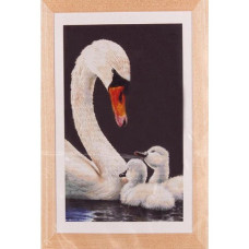 T606.05 Thea Gouverneur Набір для вишивки  рахунковим хрестиком - Лебеді Swans and Signets, 55x35 см, Aida 16 (чорна)