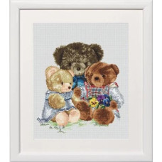 T617 Thea Gouverneur Набір для вишивки рахунковим хрестиком - Плюшеві ведмедики Teddy Bears, 37x37 см, рівномірка 32 ct