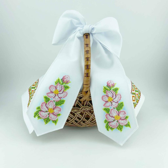 ТБ БК_100 Virena Набір для вишивки бісером - Великодній бант на кошик 11x140 см (габардин)