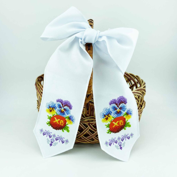 ТБ БК_104 Virena Набір для вишивки бісером - Великодній бант на кошик 11x140 см (габардин)