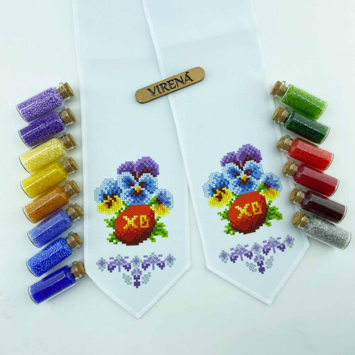 ТБ БК_104 Virena Набір для вишивки бісером - Великодній бант на кошик 11x140 см (габардин)