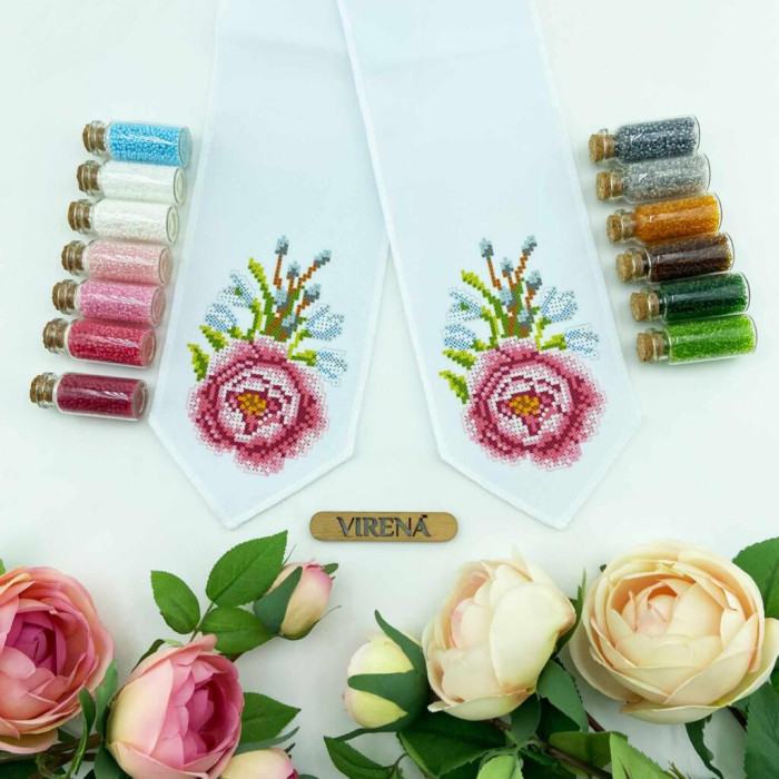 ТБ БК_105 Virena Набір для вишивки бісером - Великодній бант на кошик 11x140 см (габардин)