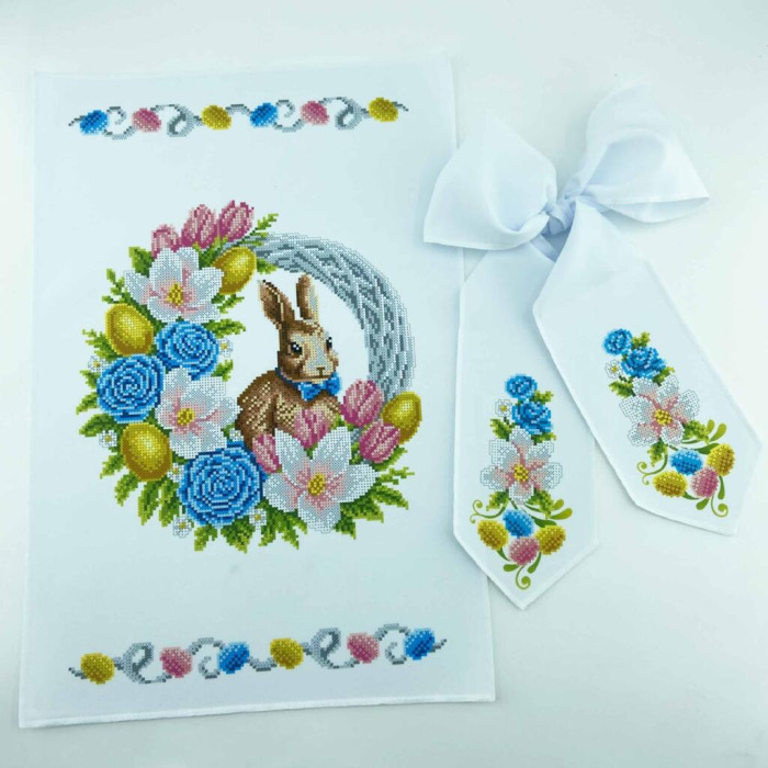 ТБ БК_106 Virena Набір для вишивки бісером - Великодній бант на кошик 11x140 см (габардин)