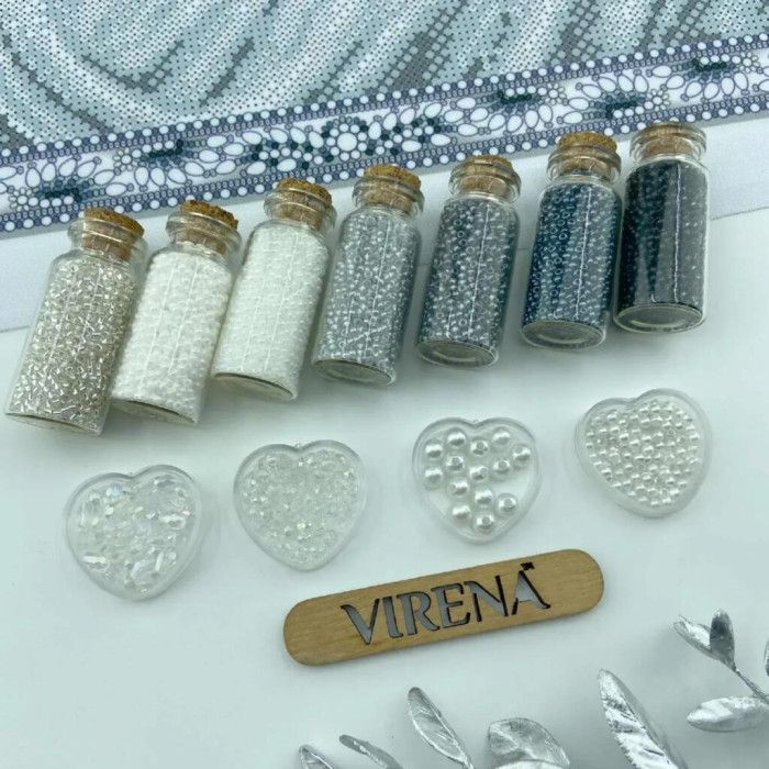 ТБ_А2Р_106 Virena Набір для вишивки бісером - Святе сімейство в сріблі 58x41 см, габардин