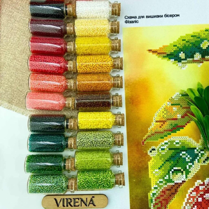 ТБ_А3Н_581 Virena Набір для вишивки бісером - Фізаліс 27х36,5 см (габардин)