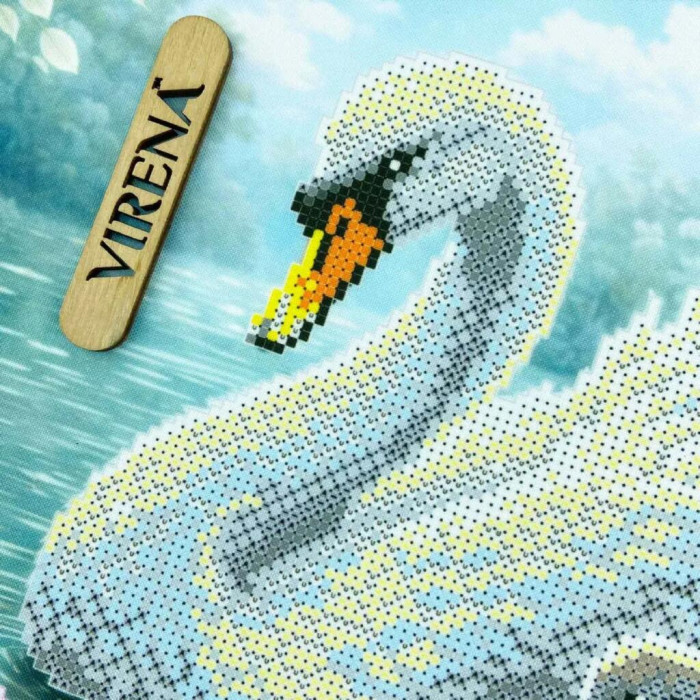 ТБ_А3Н_585 Virena Набір для вишивки бісером - Лебеді з ліліями 36,5x27 см (габардин)