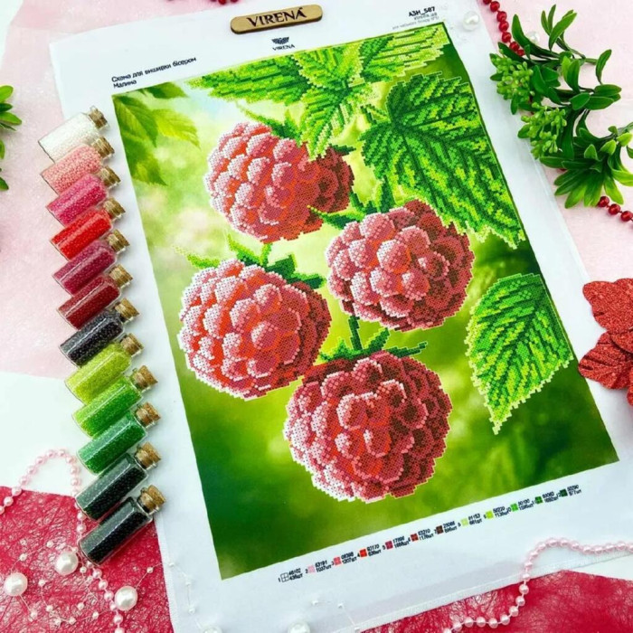 ТБ_А3Н_587 Virena Набір для вишивки бісером - Малина 36,5x27 см (габардин)