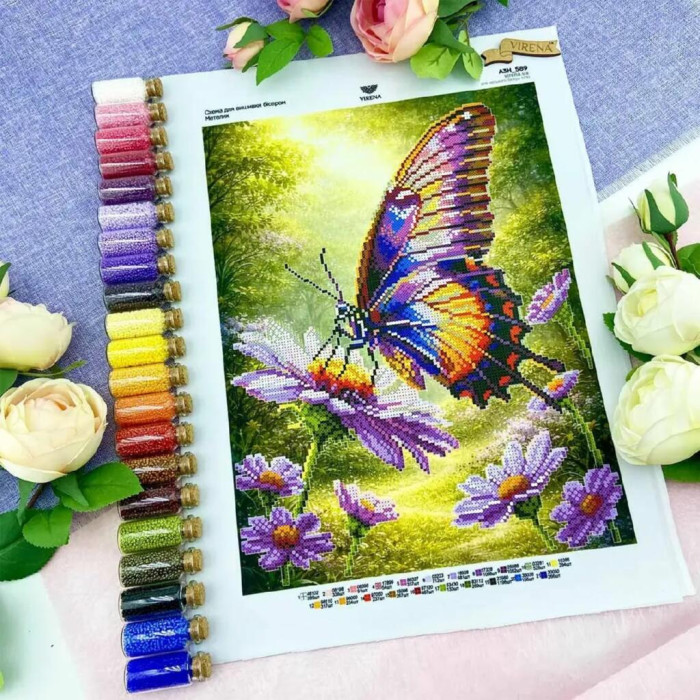 ТБ_А3Н_589 Virena Набір для вишивки бісером - Метелик 36,5x27 см (габардин)