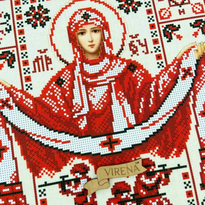 ТБ_А3Р_342 Virena Набір для вишивки бісером  - Покрова Пресвятої Богородиці-оберіг захисників України 27х36,5 см (габардин)