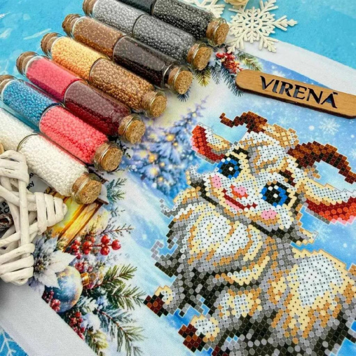 ТБ_А4Н_620 Virena Набір для вишивки бісером - Коза. Символ року 2027 19х23,5 см (габардин)