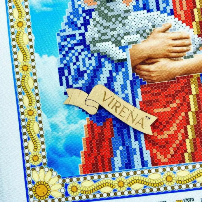 ТБ_А4Н_679 Virena Набір для вишивки бісером - Ісус з ягням в золоті 19х23,5 см (габардин)