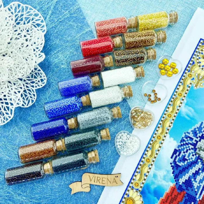 ТБ_А4Н_679 Virena Набір для вишивки бісером - Ісус з ягням в золоті 19х23,5 см (габардин)