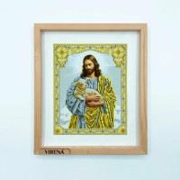 ТБ_А4Н_680 Virena Набір для вишивки бісером - Ісус з ягням в золоті 19х23,5 см (габардин)