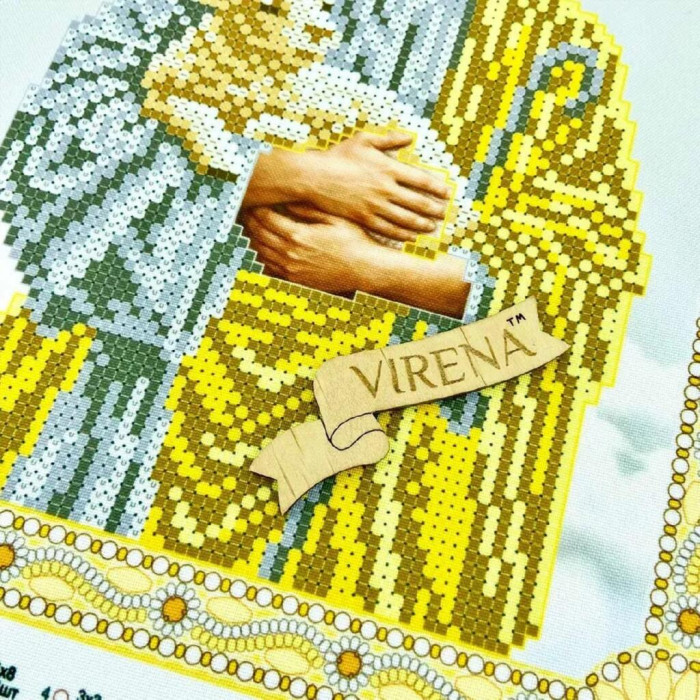 ТБ_А4Р_680 Virena Набір для вишивки бісером та бусинами - Ісус з ягням в золоті 19х23,5 см (габардин)