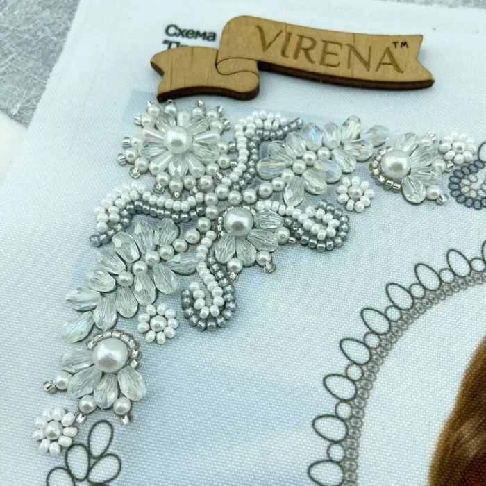 ТБ_А4Р_683 Virena Заготовка для вишивки бісером - Пресвяте серце Ісуса Христа в сріблі 19x23,5 см, габардин