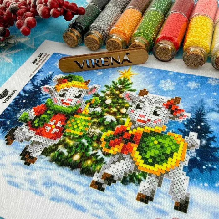 ТБ_А5Н_367 Virena Набір для вишивки бісером - Козенята, символ року 2027, 15,3х11,5 см (габардин)