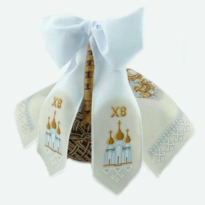 ТБ_БК_108 Virena Набір для вишивки бісером - Великодній бант на кошик 11x140 см (габардин)