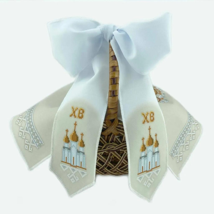 ТБ_БК_108 Virena Набір для вишивки бісером - Великодній бант на кошик 11x140 см (габардин)