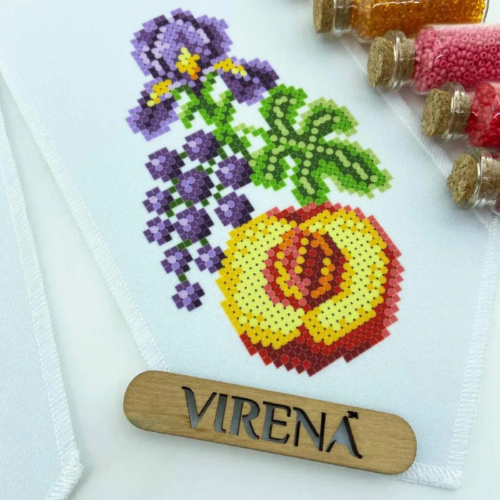 ТБ_БК_110 Virena Набір для вишивки бісером - Бант до Спаса на кошик 12x140 см (габардин)