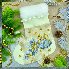 ТБ_ЧН_018 Virena Набір для вишивки бісером - Чобіток для подарунків святковий з дзвониками 25х32 см (габардин)