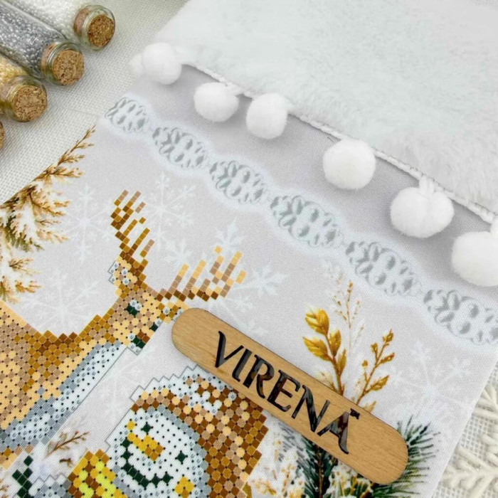 ТБ_ЧН_021 Virena Набір для вишивки бісером - Чобіток для подарунків святковий новорічний 25х32 см (габардин)