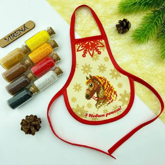 ТБ_ФПВ_053 Virena Набір для вишивки бісером - Фартух для пляшки символ року кінь 16x13,5 см (габардин) ТБ_ФПВ_053 Virena Набір для вишивки бісером - Фартух для пляшки символ року кінь 16x13,5 см (габардин)