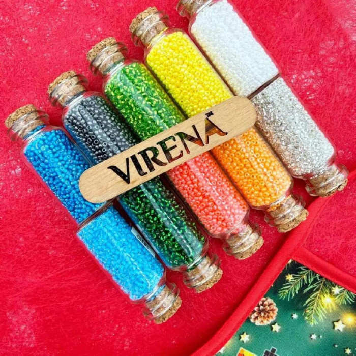ТБ_ФПВ_055 Virena Набір для вишивки бісером - Фартух для пляшки символ року Козеня 16x13,5 см (габардин)