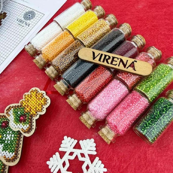 ТБ_ІДН_3Д_102 Virena Набір для вишивки бісером по дереву - Іграшка новорічна-магніт Ялинка, 8х11х1,2 см