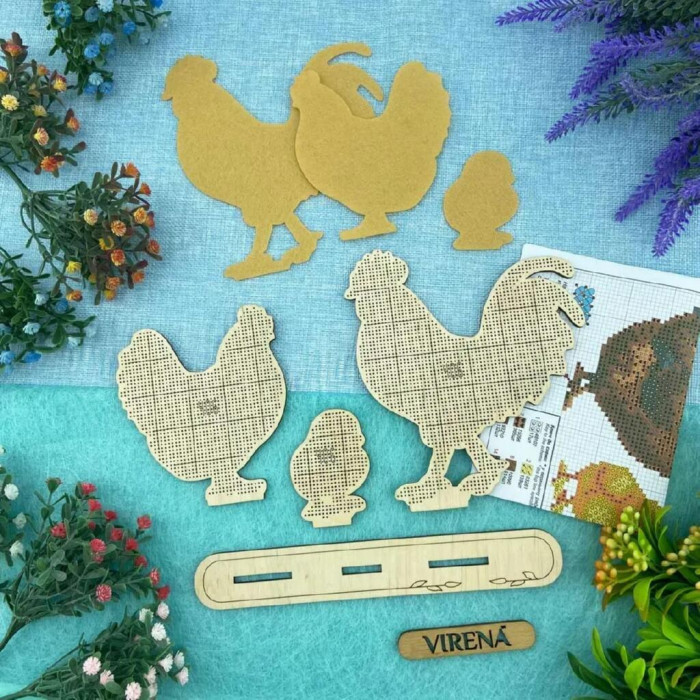 ТБ_КФІН_106 Virena Набір для вишивки бісером по дереву - Фігурки інтер'єрні Птахи (3 шт)