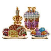 ТБ_КФІН_107 Virena Набір для вишивки бісером по дереву - Фігурки інтер'єрні Пасхальний натюрморт (4 шт)