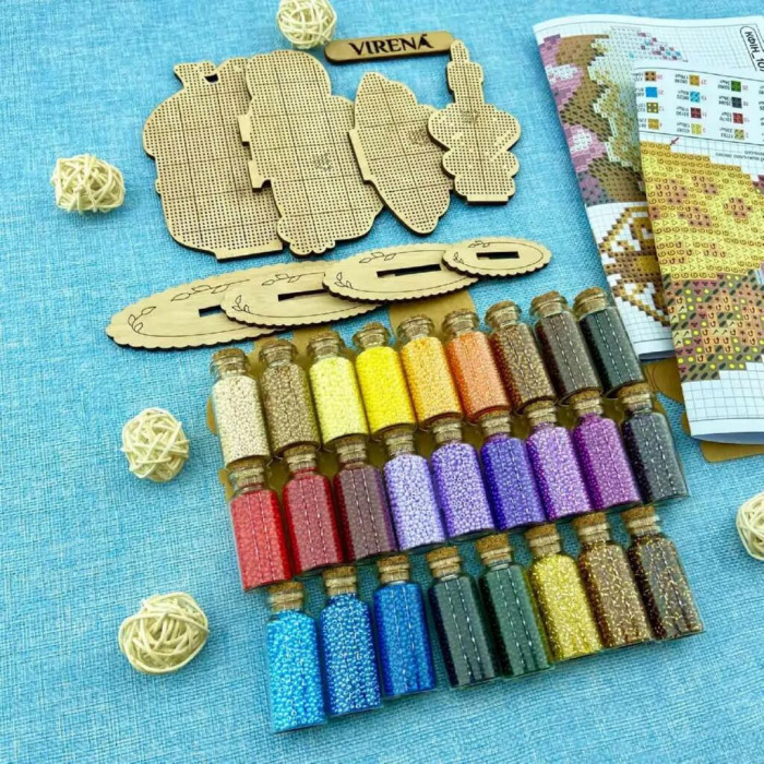 ТБ_КФІН_107 Virena Набір для вишивки бісером по дереву - Фігурки інтер'єрні Пасхальний натюрморт (4 шт)