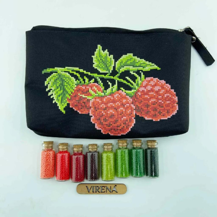 ТБ_Косметичка_321 Virena Набір для вишивки бісером - Косметичка Малина, 25,5x17x3,5 см