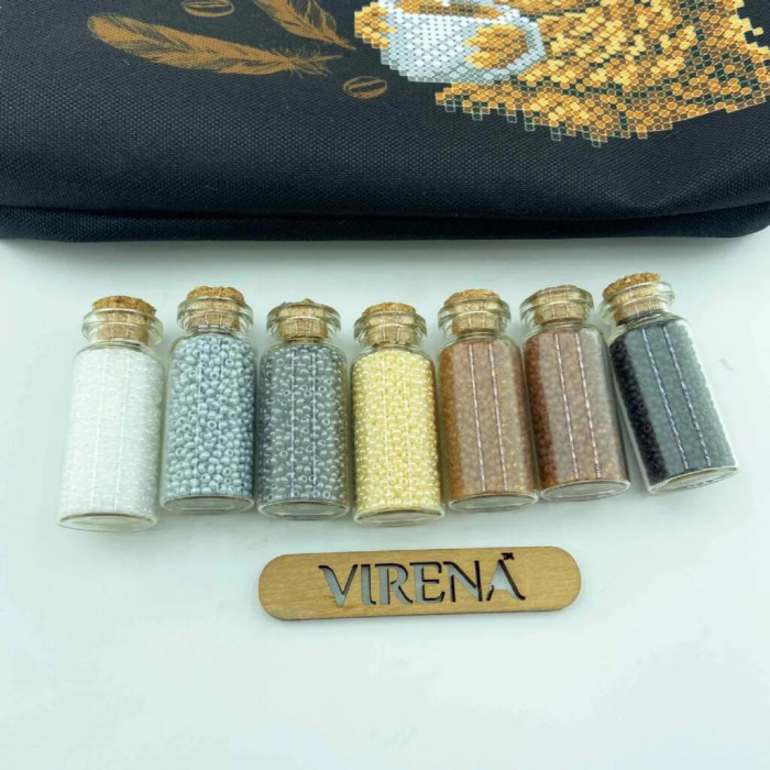 ТБ_Косметичка_322 Virena Набір для вишивки бісером - Косметичка Сова з кавою, 25,5x17x3,5 см