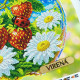 ТБ_КВ_3021 Virena Набір для вишивки бісером - Полуниця в скляному яблуці 29,5x29,5см (габардин)