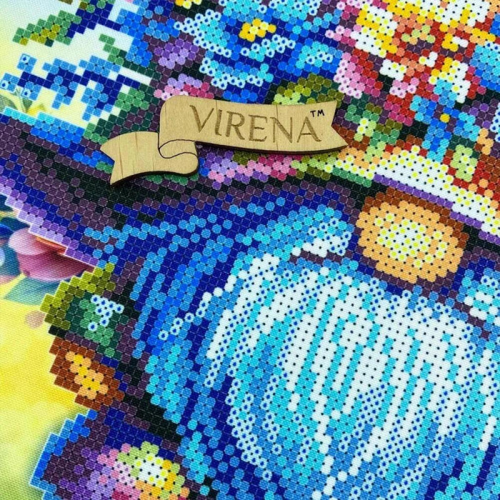 ТБ_КВ_3023 Virena Набір для вишивки бісером - Гном в капелюсі з квітами 29,5x29,5см (габардин)