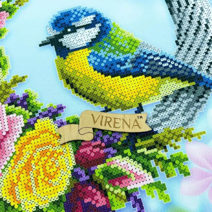 ТБ_КВ_3024 Virena Набір для вишивки бісером - Вінок з пташкою 29,5x29,5см (габардин)