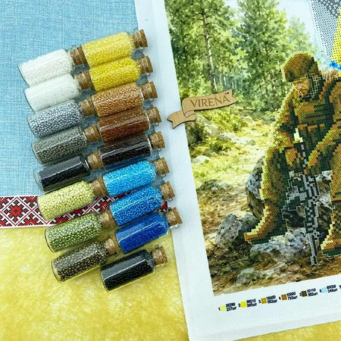 ТБ_КВ_3026 Virena Набір для вишивки бісером - Ангел охоронець військових 29,5x29,5см (габардин)