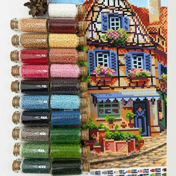 ТБ_КВ_3028 Virena Набір для вишивки бісером - Вулиця 29,5x29,5см (габардин)