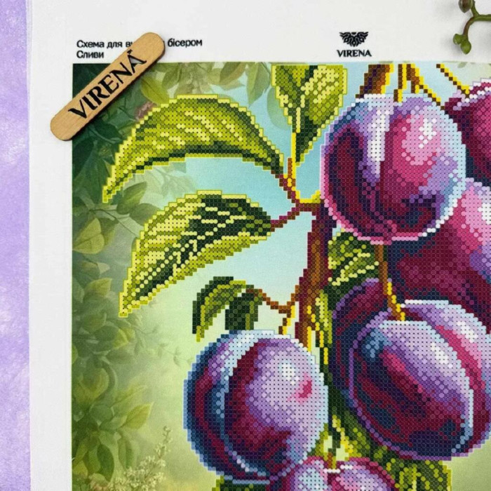ТБ_КВ_3030 Virena Набір для вишивки бісером - Сливи 29,5x29,5см (габардин)