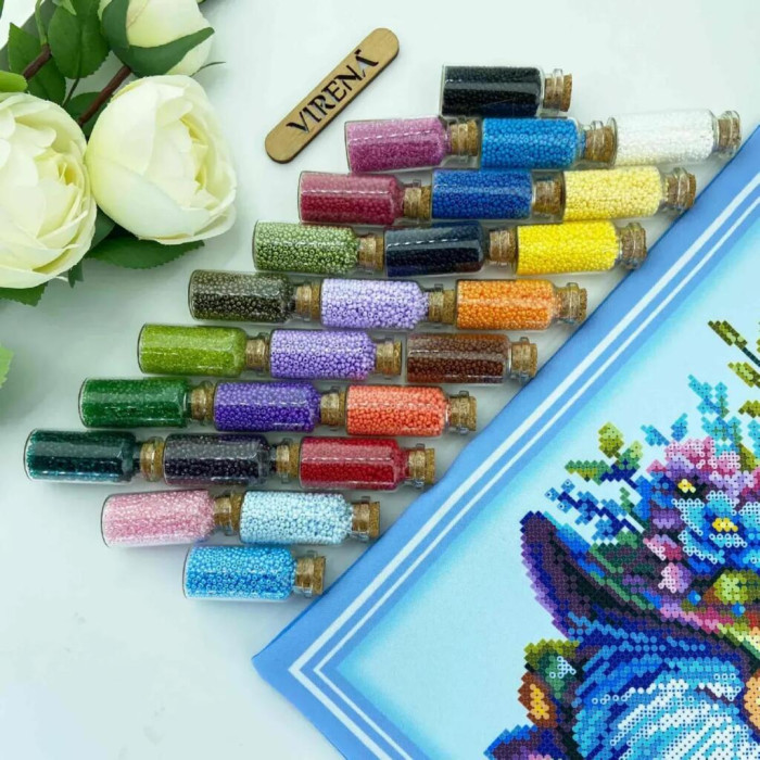 ТБ_НД_246 Virena Набір для вишивки бісером - Наволочка декоративна Гном з квітами 31x31 см (схема на габардині)