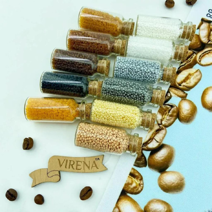 ТБ_НД_250 Virena Набір для вишивки бісером - Наволочка декоративна Сова з чашкою кави 31x31 см (схема на габардині)