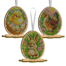 ТБ_НІП_401 Virena Набір для вишивки бісером по дереву - Великодні міні-іграшки 6,6x8,6 см (3шт)