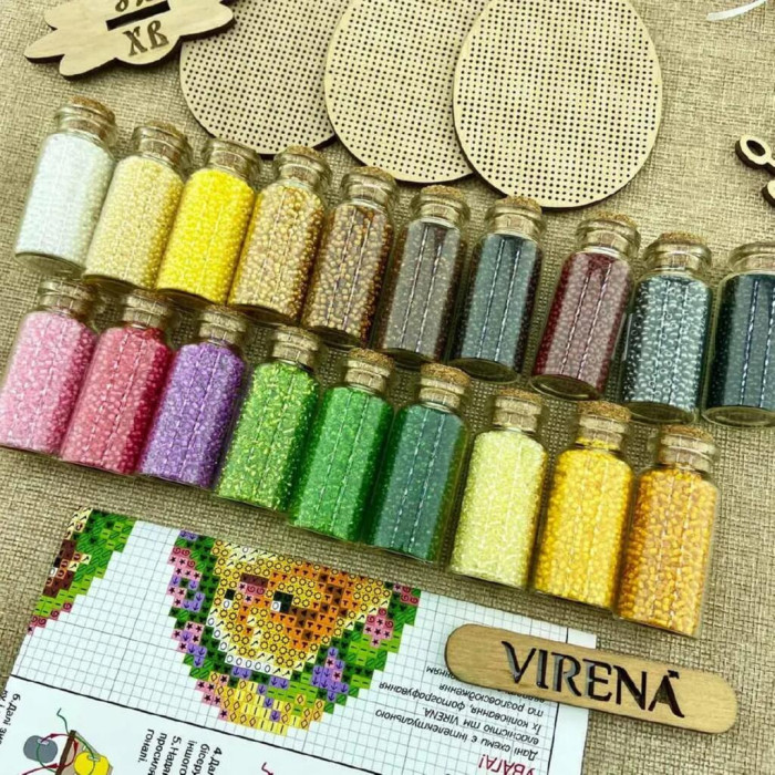 ТБ_НІП_401 Virena Набір для вишивки бісером по дереву - Великодні міні-іграшки 6,6x8,6 см (3шт)