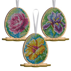 ТБ_НІП_402 Virena Набір для вишивки бісером по дереву - Великодні міні-іграшки 6,6x8,6 см (3шт)