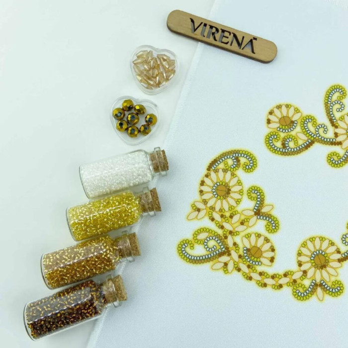 ТБ_РКВ_105 Virena Набір для вишивки бісером і бусинами - Великодній рушник на кошик 33x51 см (габардин)