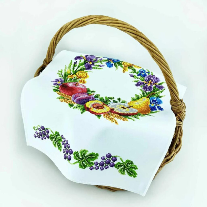 ТБ_РКВ_107 Virena Набір для вишивки бісером - Рушник до Спаса великий на кошик, 33x51 см (габардин)
