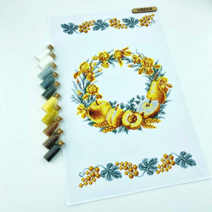 ТБ_РКВ_108 Virena Набір для вишивки бісером - Рушник до Спаса великий на кошик, 33x51 см (габардин)