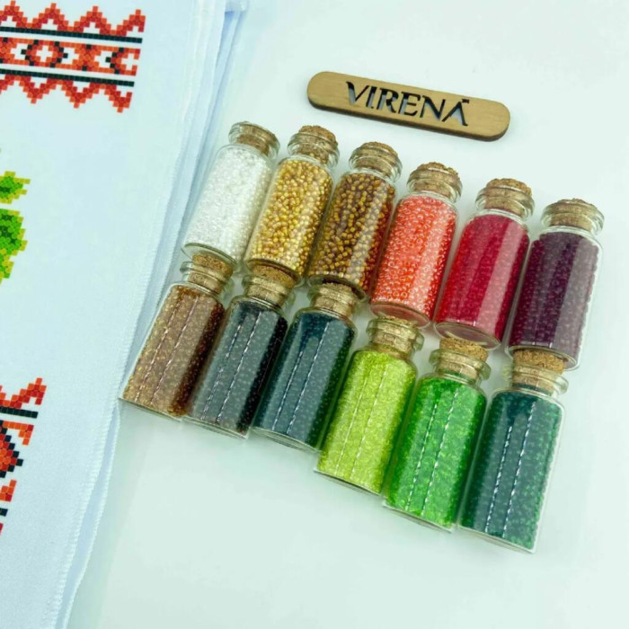 ТБ_РВМ_052 Virena Набір для вишивки бісером -  Весільний рушник малий 20x140 см (габардин)